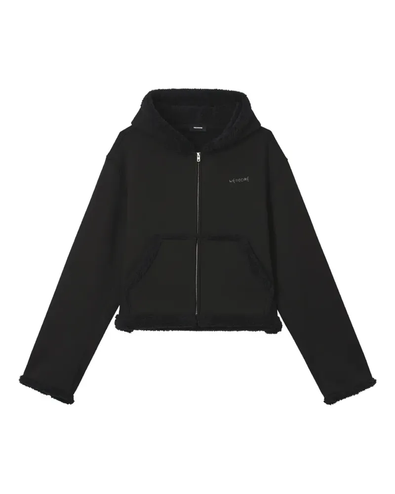 WE 11 DONE fleece-trim zip-up hoodie - Schwarz Schwarz