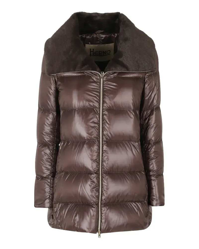 Herno Gefütterter Mantel mit Faux-Fur-Kragen - Braun Braun