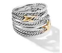 18kt Double X Crossover Gelbgold- und Sterlingsilberring