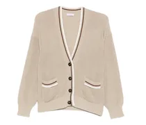 Geknöpfter Cardigan mit Streifendetail - Nude