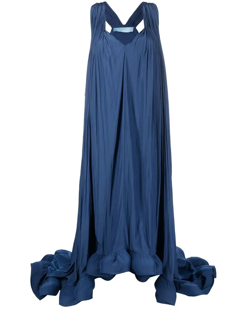 Lanvin Kleid mit Rüschensaum Blau