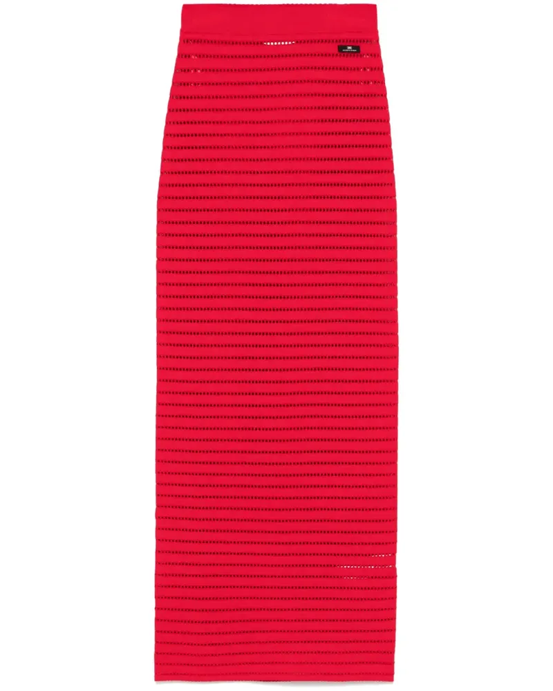 Elisabetta Franchi Midirock mit Lochstrickmuster - Rot Rot