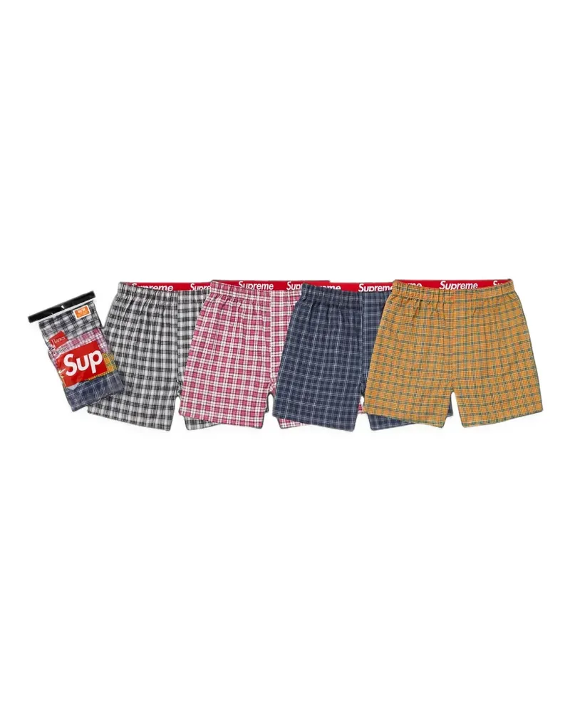 Supreme Being Set aus vier karierten Hanes Boxershorts - Gelb Gelb