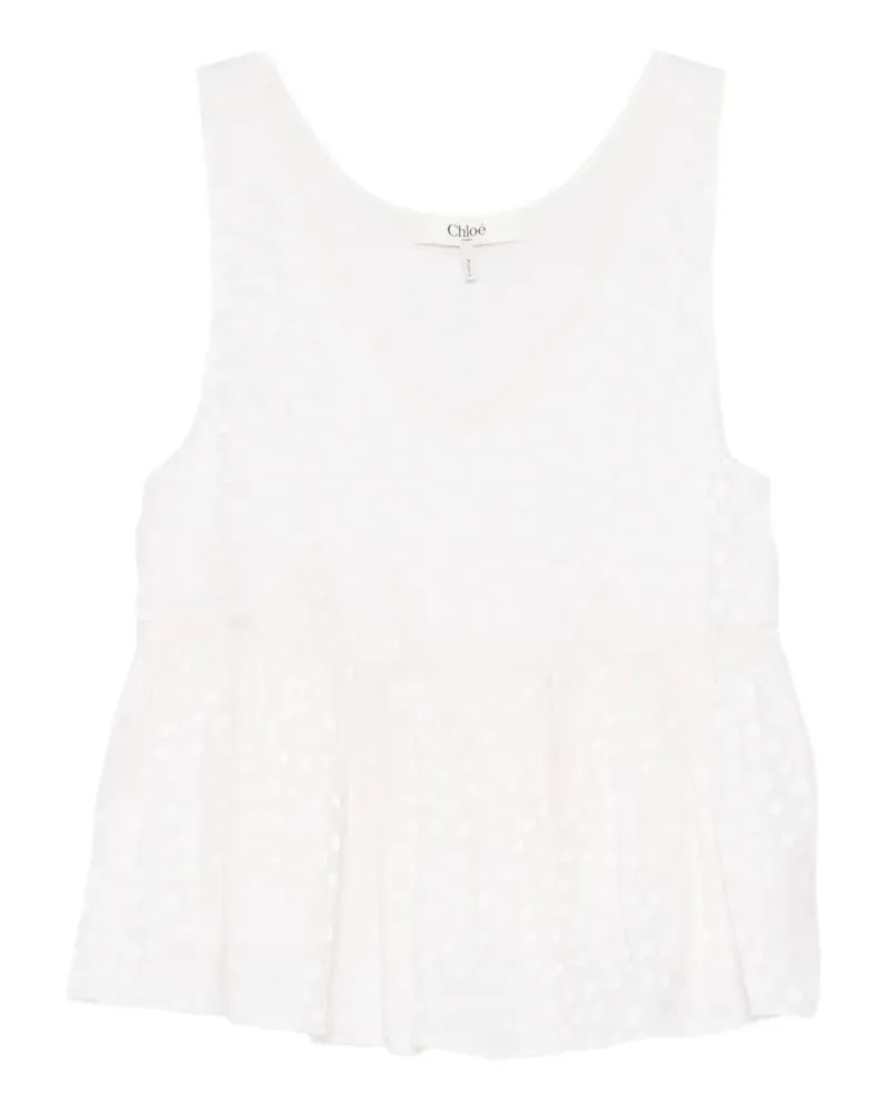 Chloé Gepunktetes Kleid mit Rüschen - Weiß Weiß