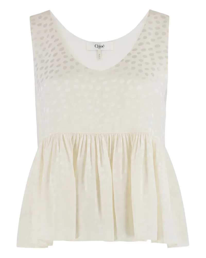 Chloé polka dot ruffled top - Nude Nude