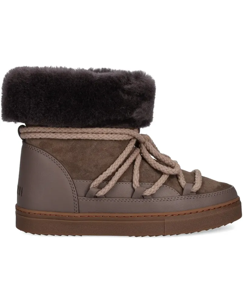 INUIKII fleece-trim lace-up boots - Braun Braun