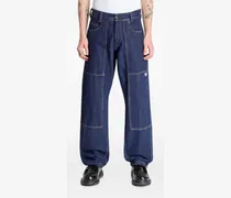 panelled logo-patch jeans - Blau