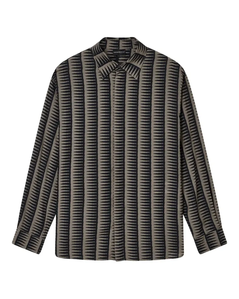 Emporio Armani striped long-sleeve shirt - Schwarz Schwarz