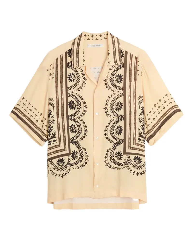 CMMN SWDN Ted graphic-print short-sleeve shirt - Nude Nude