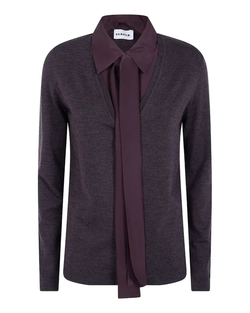 P.A.R.O.S.H. P.A.R.O H. Pullover im Layering-Look mit Schleife - Braun Braun