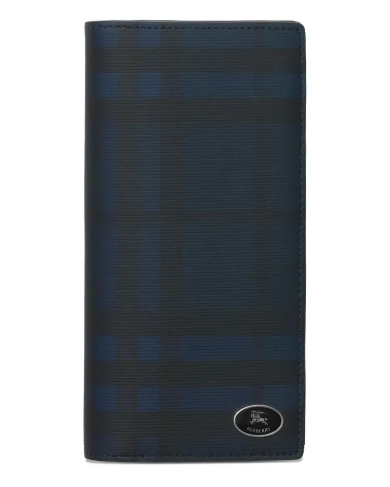 Burberry Kariertes Portemonnaie mit Logo-Schild - Blau Blau