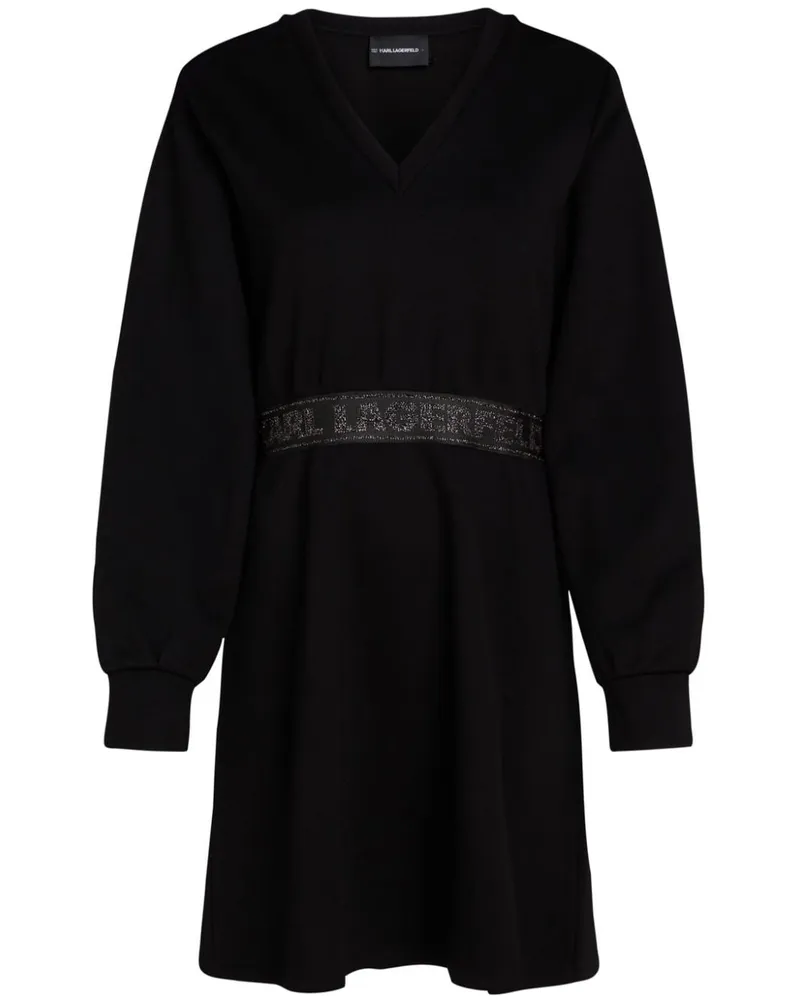 Karl Lagerfeld Kleid im Glitter-Look mit Logo-Streifen - Schwarz Schwarz