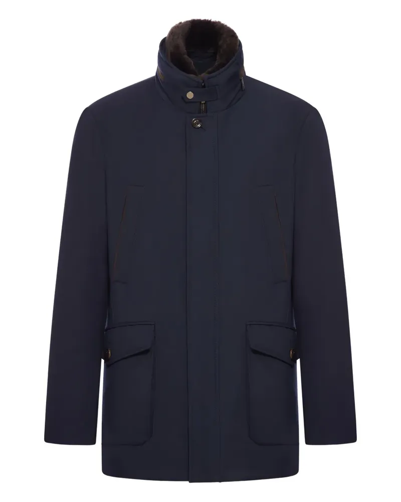 MOORER fur-collar coat - Blau Blau