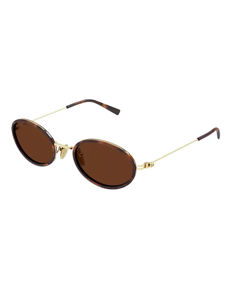 Gucci Sonnenbrille mit ovalem Gestell - Gold Gold