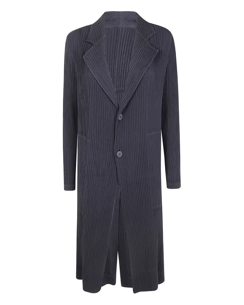 Issey Miyake Hatching Pleats Mantel - Schwarz Schwarz