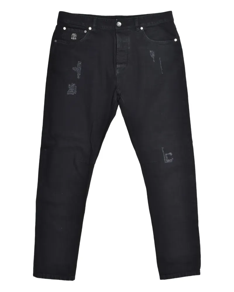 Brunello Cucinelli Jeans in Distressed-Optik - Schwarz Schwarz