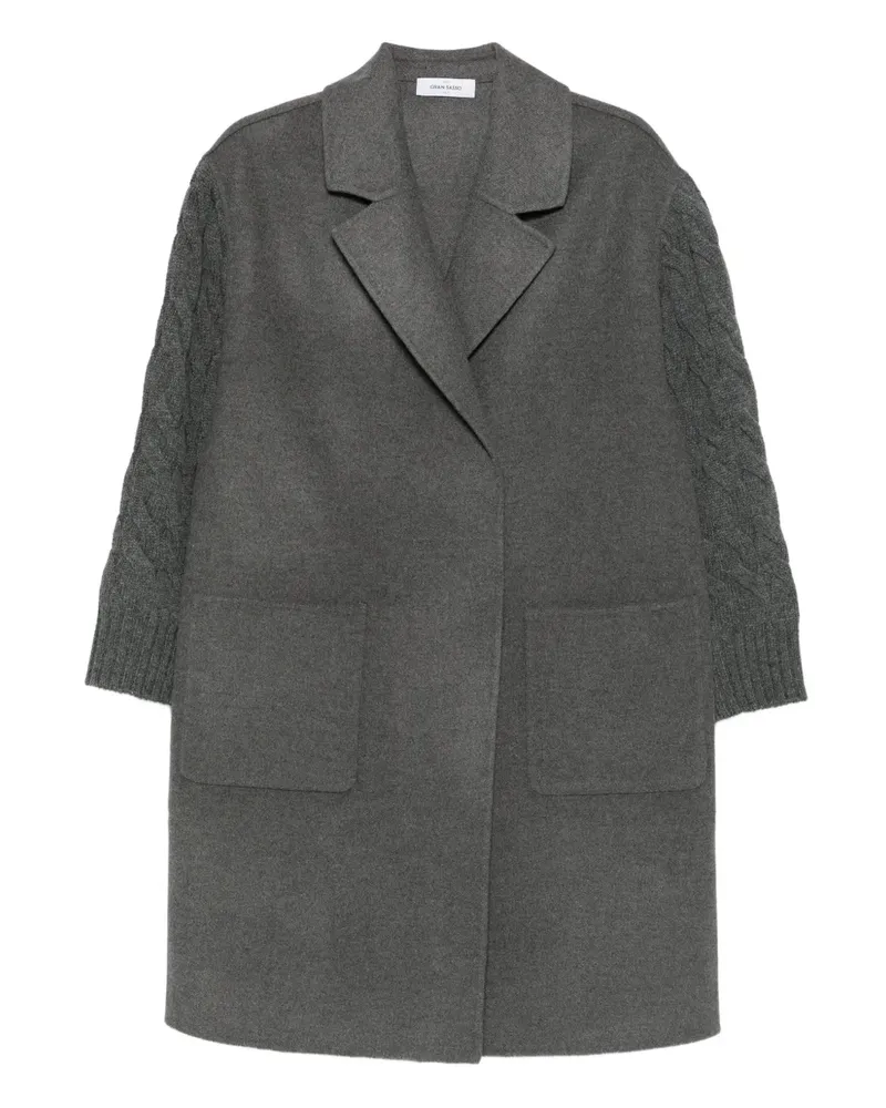 Gran Sasso Strickmantel mit Zopfmuster - Grau Grau