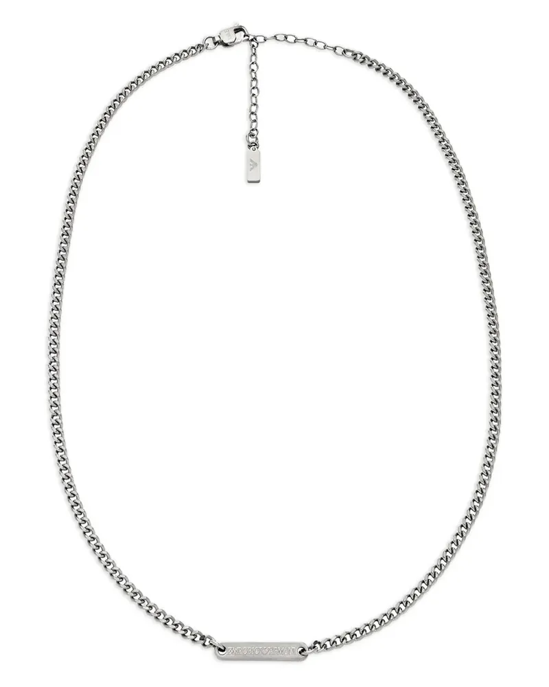 Emporio Armani Panzerkette mit Logo-Schild - Silber Silber