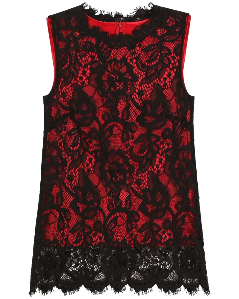 Dolce & Gabbana Spitzenoberteil mit Blumenmuster - Schwarz Schwarz