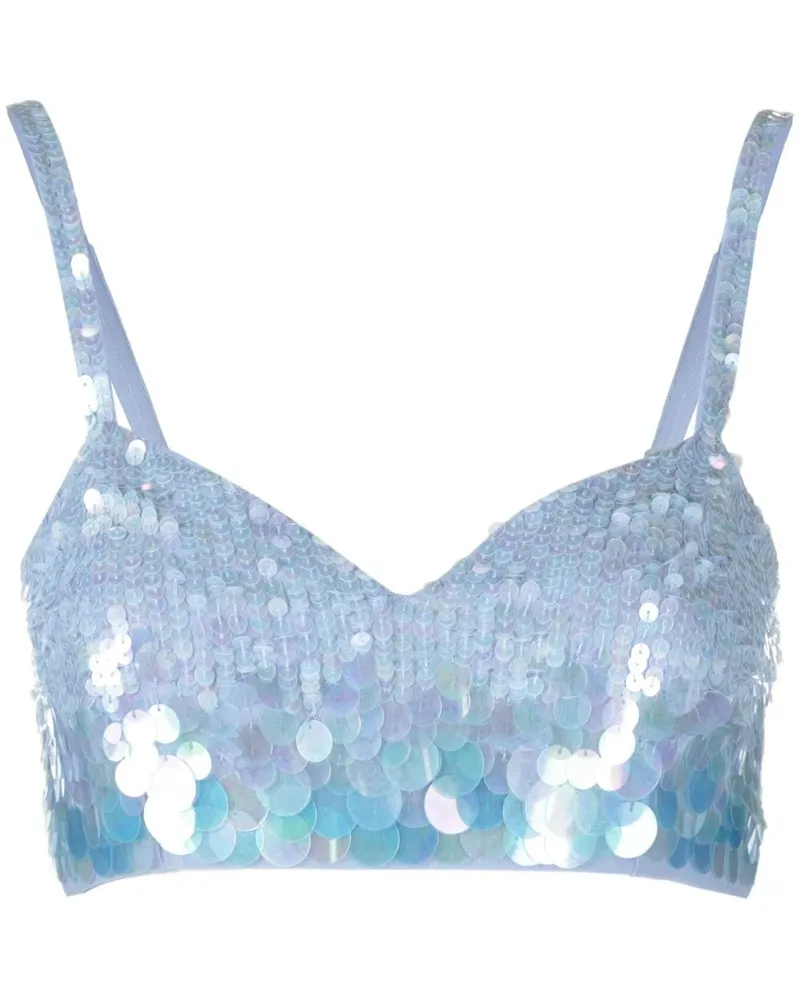 P.A.R.O.S.H. Cropped-Top mit Pailletten - Blau Blau