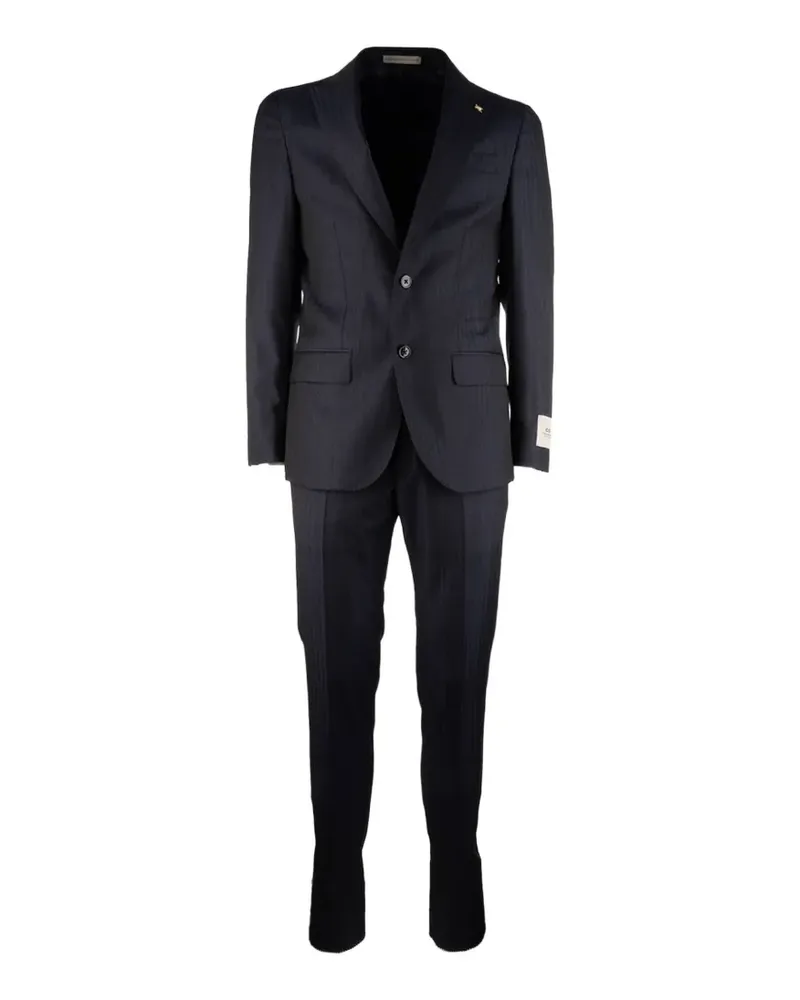 Corneliani herringbone-pattern single-breasted suit - Schwarz Schwarz