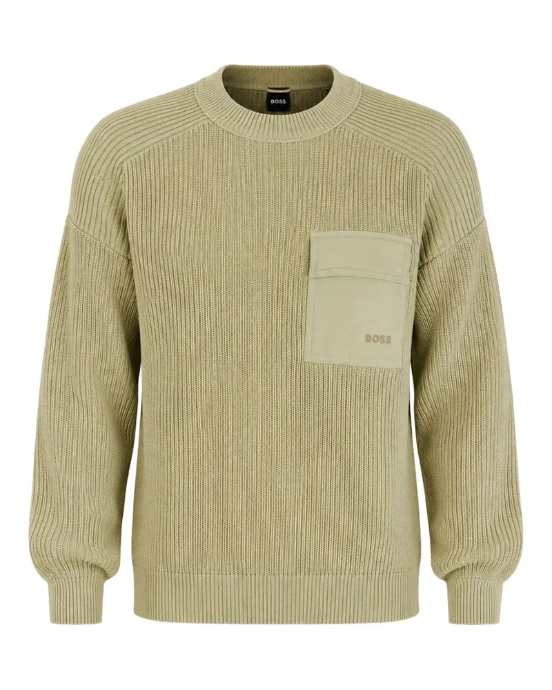 HUGO BOSS Kalamaro Pullover mit Tasche - Grün Grün