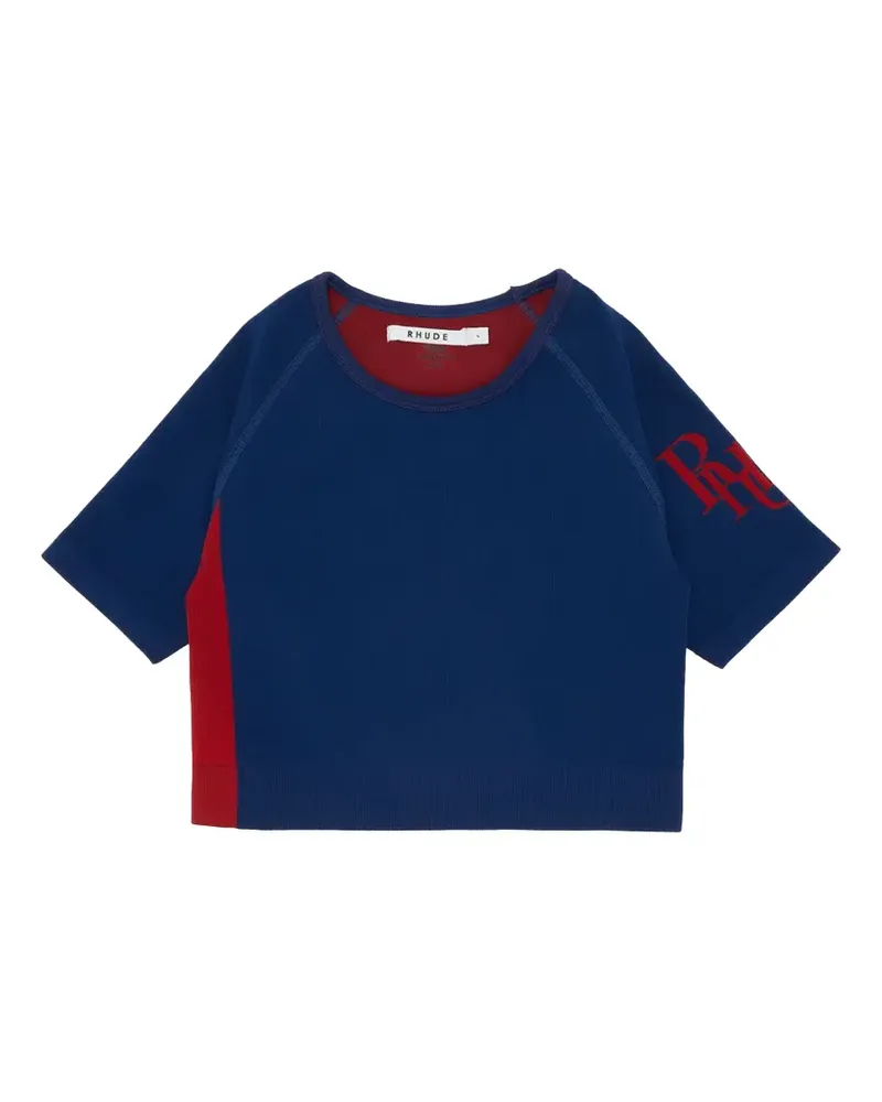 RHUDE Cropped-Top mit Stretchanteil - Blau Blau
