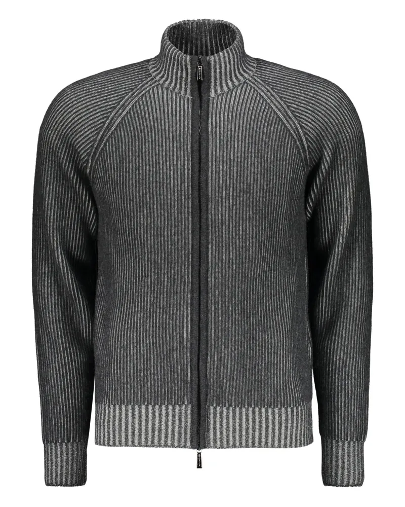 MOORER Gerippter Dean Pullover mit Reißverschluss - Grau Grau