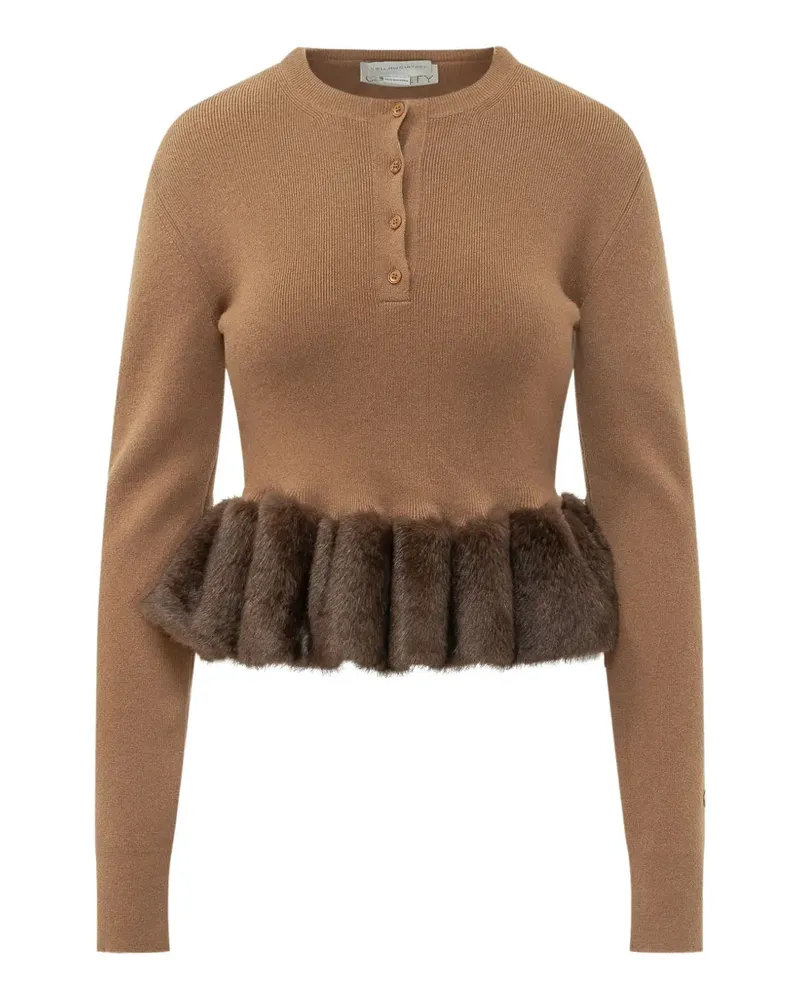 Stella McCartney Pullover mit Faux Fur-Besatz - Braun Braun