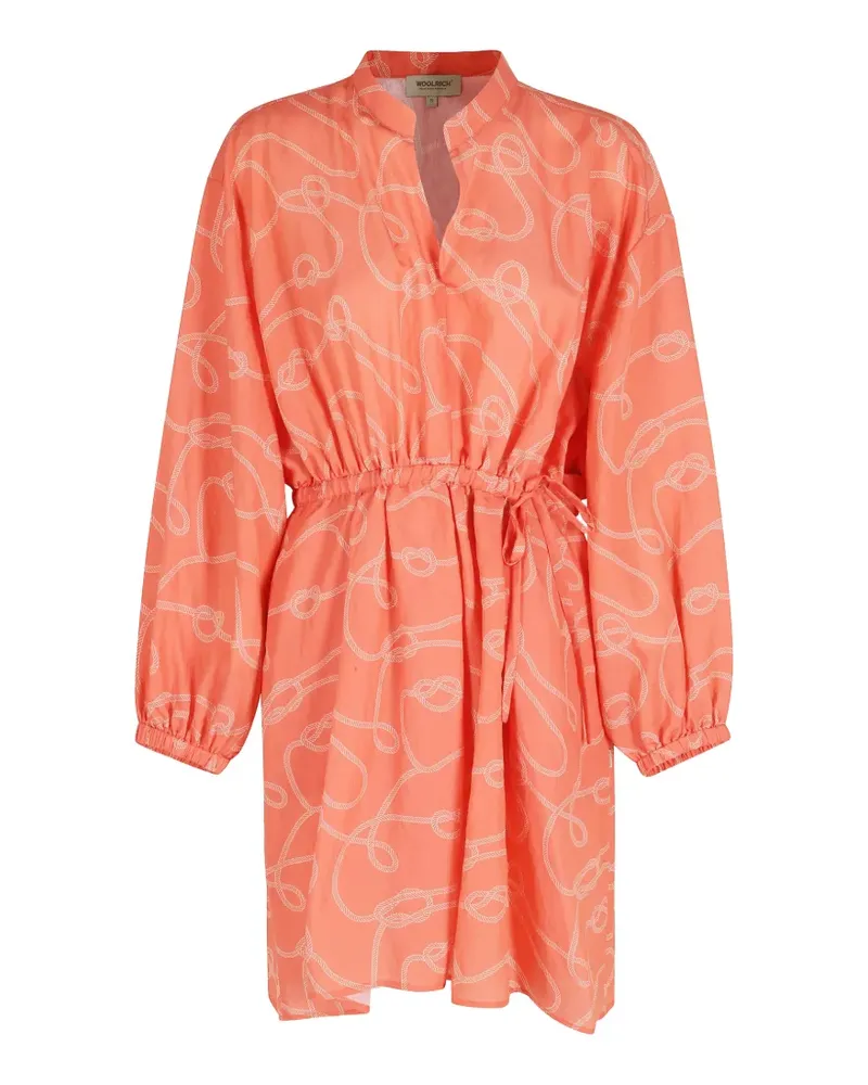 Woolrich rope-print tie-waist mini dress - Orange Orange