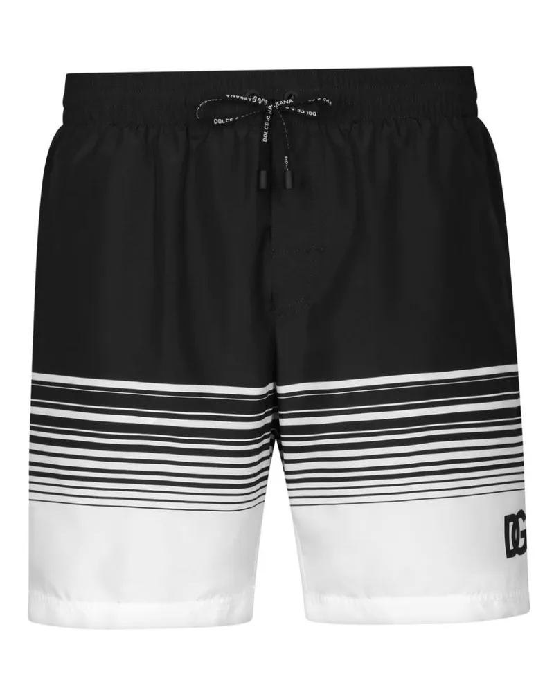 Dolce & Gabbana Gestreifte Badeshorts - Schwarz Schwarz
