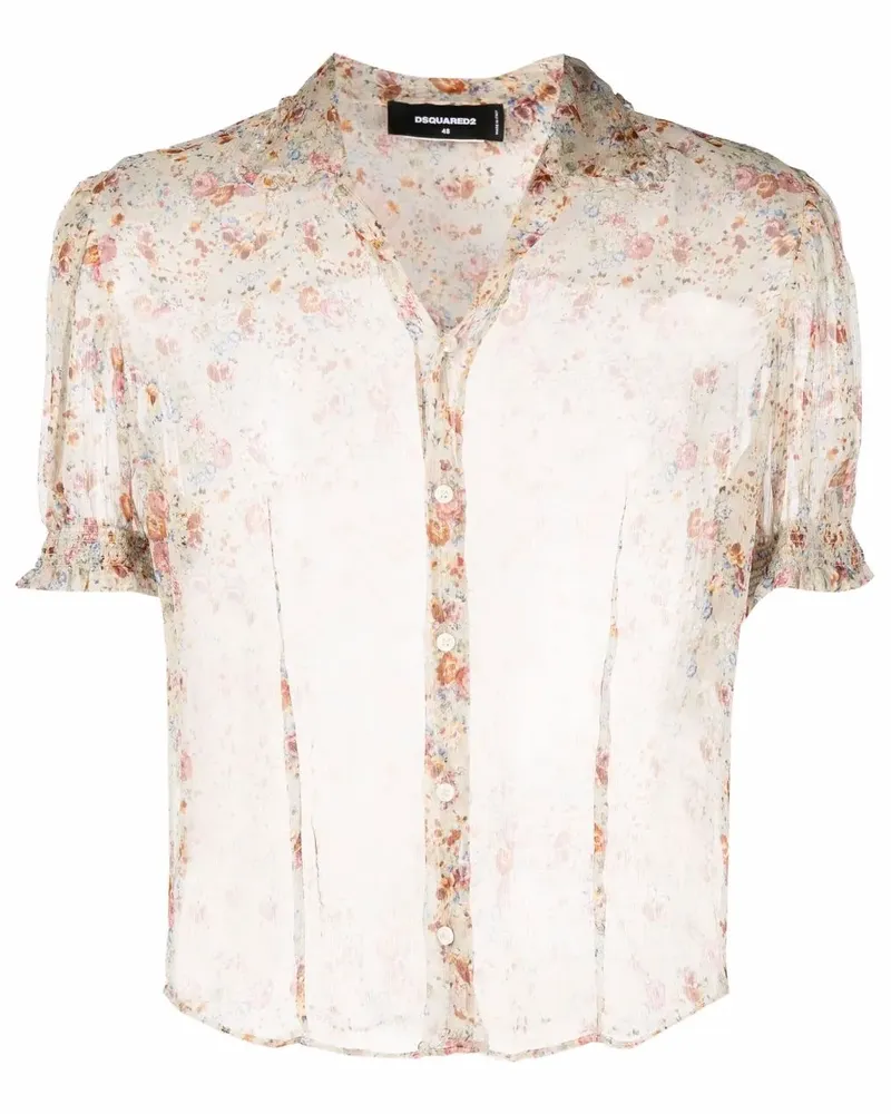 Dsquared2 Hemd mit semi-transparenten Puffärmeln - Nude Nude