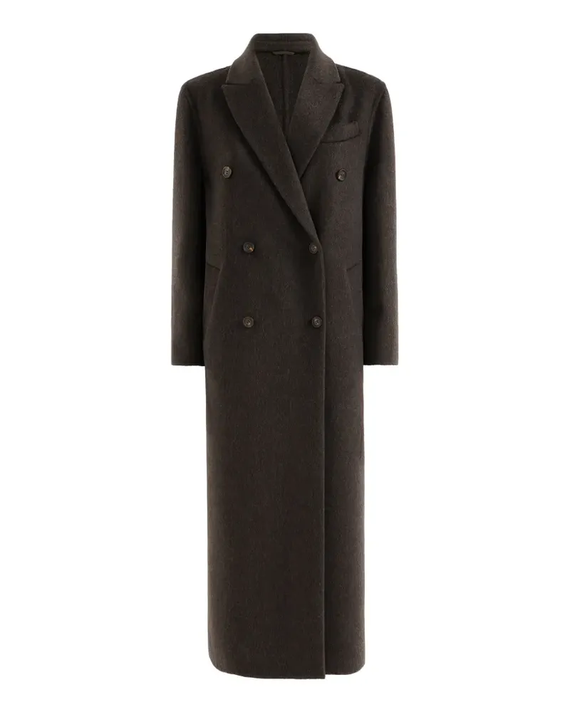 Brunello Cucinelli hand-crafted coat in cashmere double beaver cloth with Monili - Braun Braun