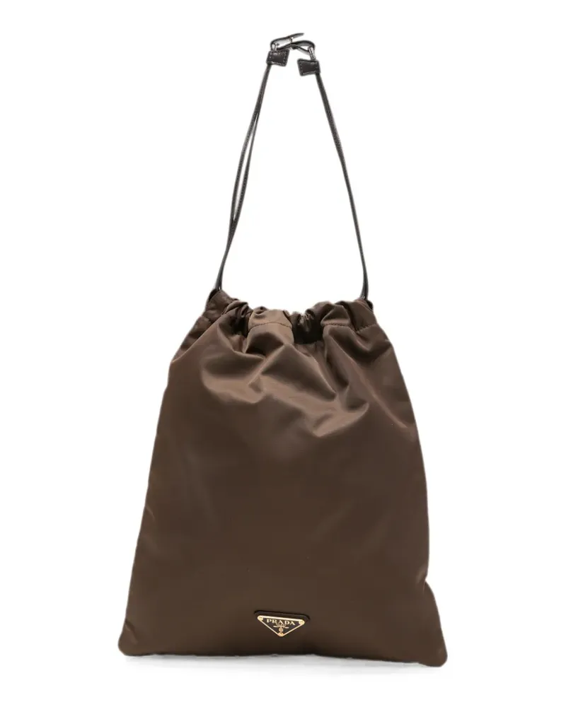 Prada logo-plaque drawstring tote bag - Braun Braun