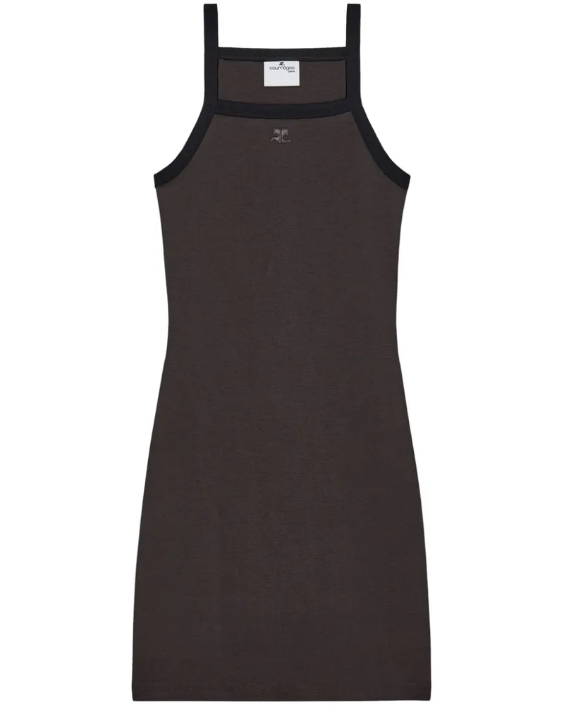 Courrèges Minikleid mit Kontrastbesatz - Braun Braun
