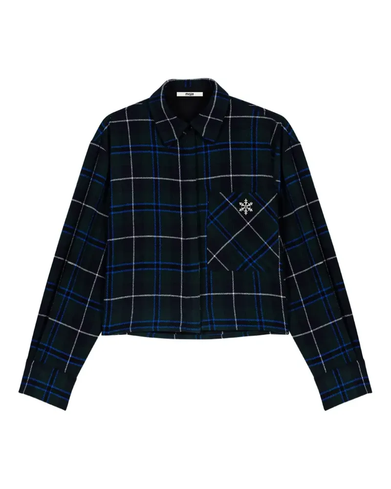 Maje Karierte Cropped-Jacke mit Schneeflocken-Patch - Grün Grün