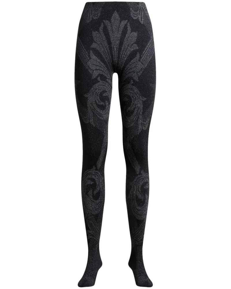 Etro x Wolford Strumpfhose aus Metallic-Jacquard - Schwarz Schwarz