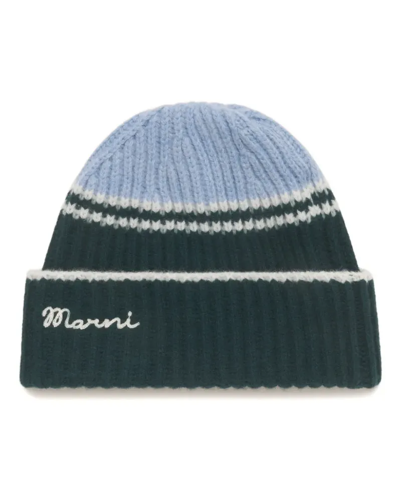 Marni striped colour-block beanie - Blau Blau