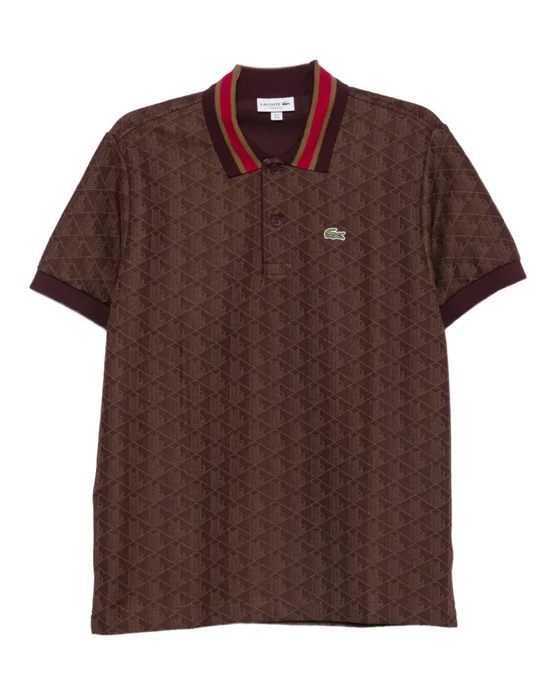Lacoste Poloshirt mit Monogramm-Print - Braun Braun