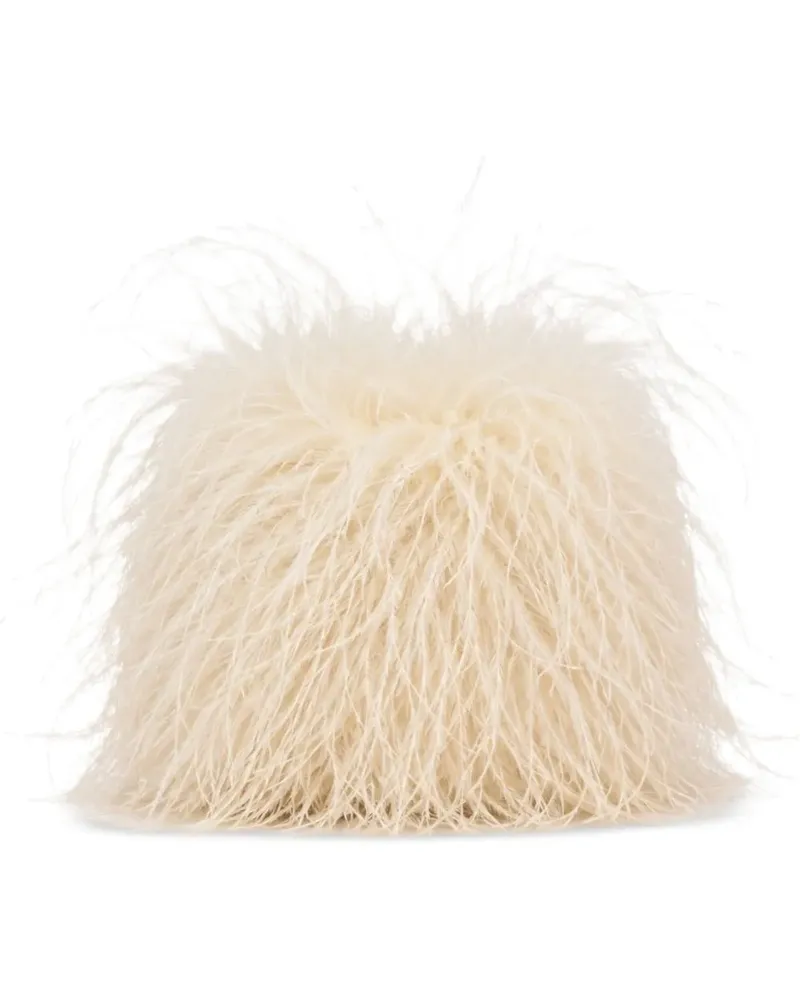 Yves Salomon Clutch mit Feder-Stickerei - Weiß Weiß