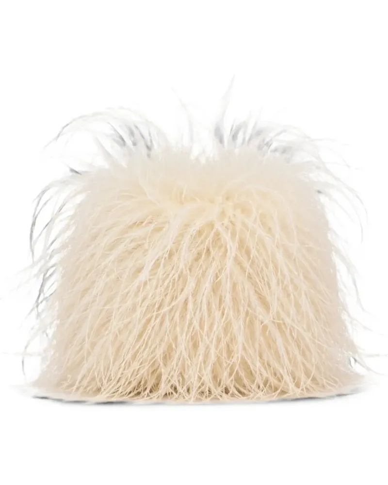 Yves Salomon feather-embroidered clutch bag - Weiß Weiß