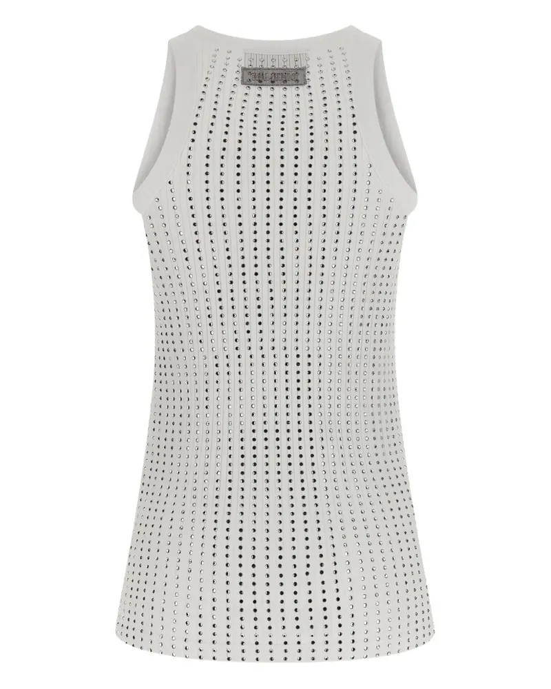 ATTICO Geripptes Tanktop mit Kristallen - Weiß Weiß