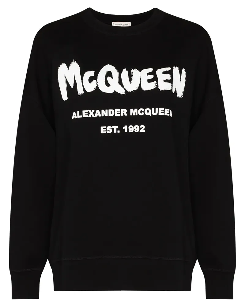 Alexander McQueen Sweatshirt mit Graffiti-Print - Schwarz Schwarz