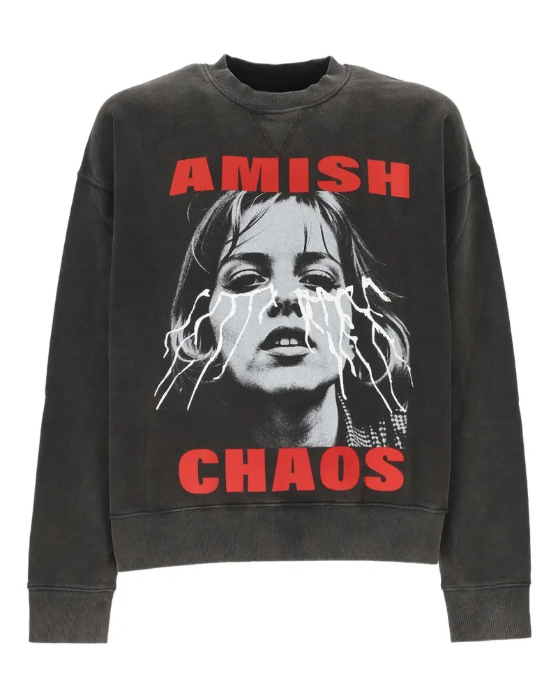 Amish Sweatshirt mit grafischem Print - Grau Grau