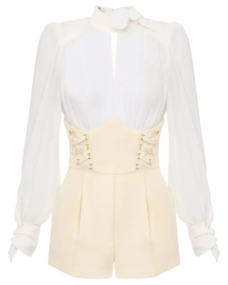 Elisabetta Franchi Playsuit mit überkreuzten Schnürsenkeln - Weiß Weiß