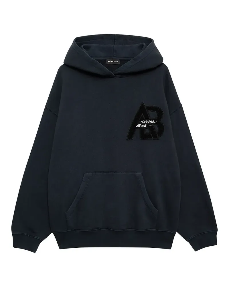 Anine Bing The Jaci logo-appliqué hoodie - Blau Blau