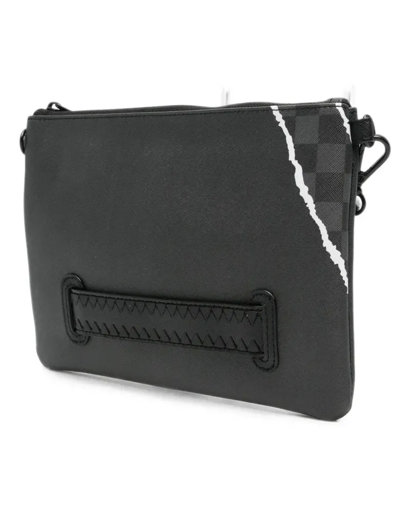 Sprayground Shark Central checkered clutch bag - Grau Grau