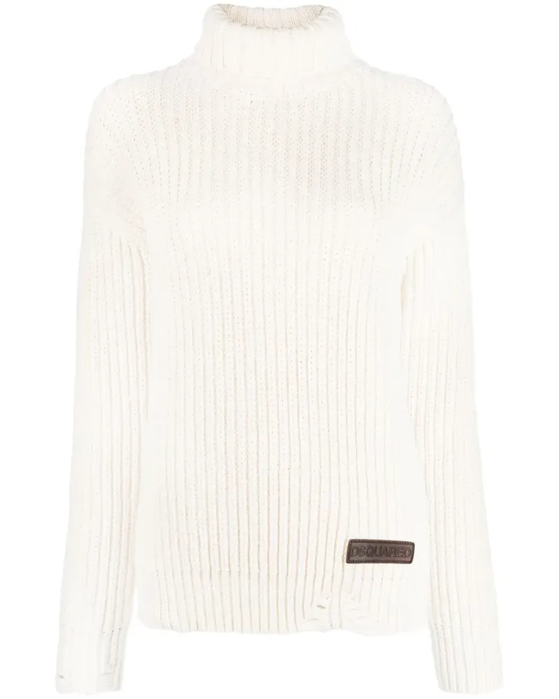 Dsquared2 Rollkragenpullover in Distressed-Optik - Nude Nude