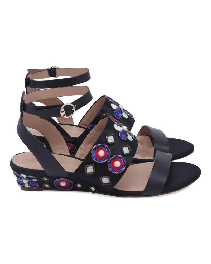 Tory Burch Estella beaded wedge sandals - Schwarz Schwarz