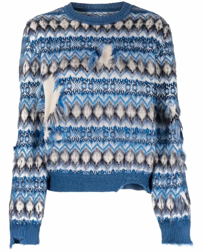 Maison Margiela Pullover in Distressed-Optik - Blau Blau